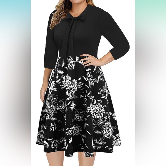 bedoar Dresses & Skirts - Elegant Black and White Floral Dress